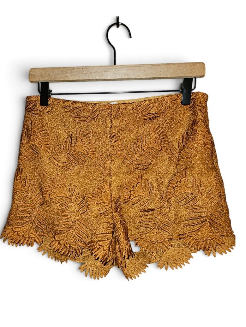 ECOTE X URBAN OUTFITTERS Burnt Orange Lace Overlay Short Shorts - Size 4